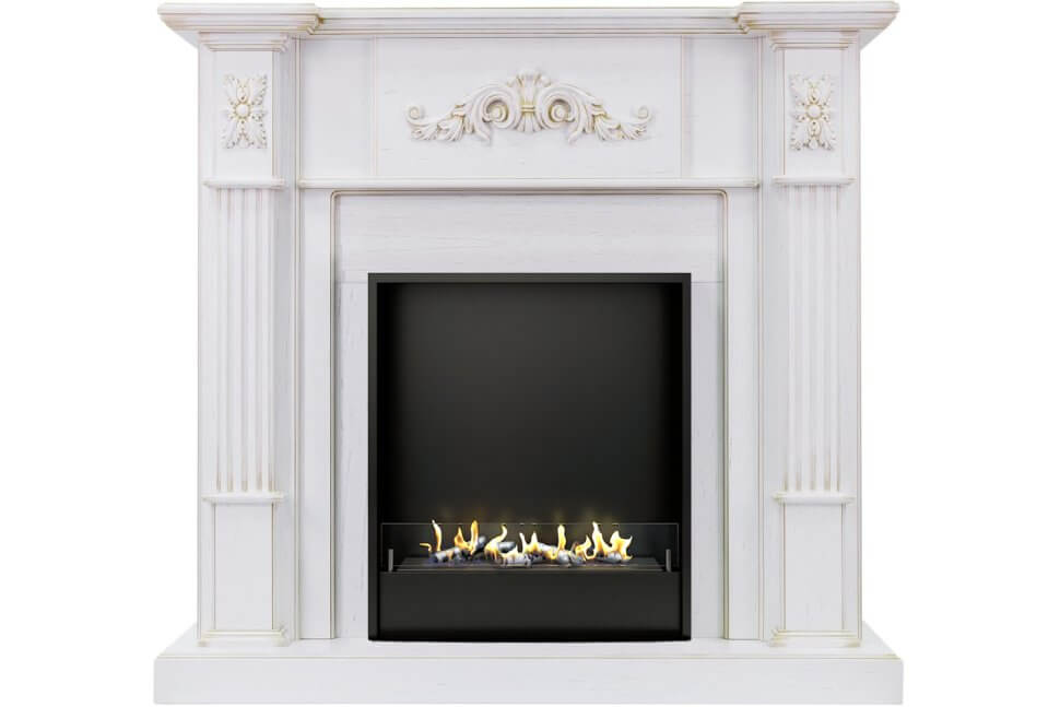 Биокамин в портале Firezo Martin Белый дуб патина золото, стандарт Биокамин в портале Firezo Martin Белый дуб патина золото, стандарт