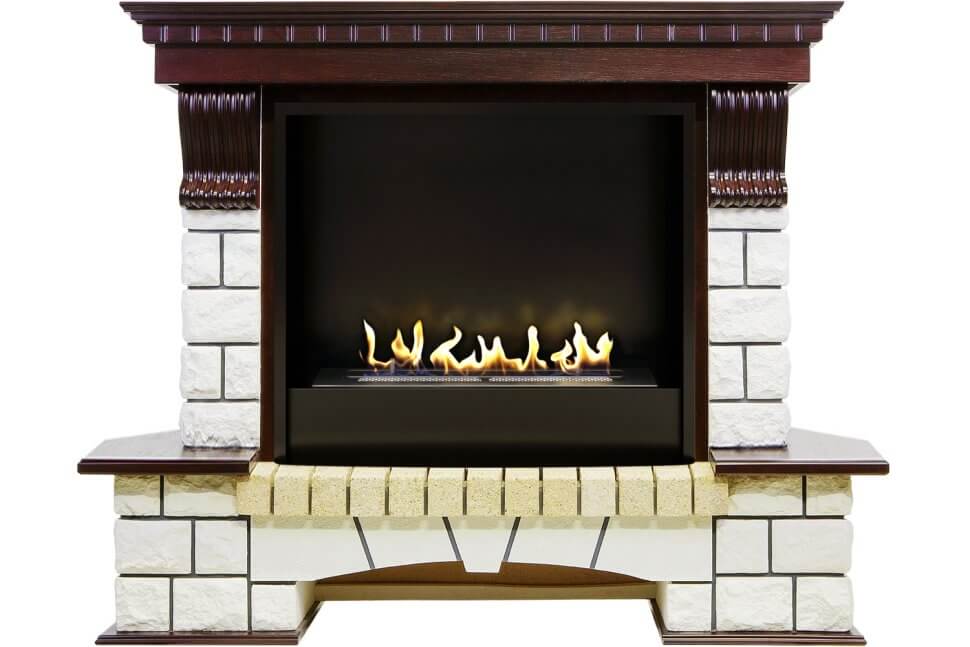 Биокамин в портале Firezo Pierre Luxe Темный дуб, стандарт