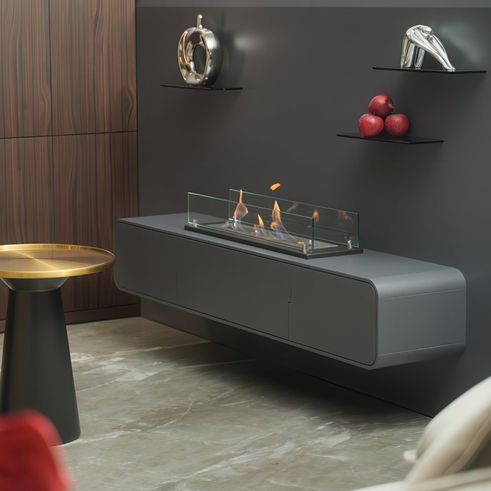 Биокамин встраиваемый в тумбу Steelheat Stand 600 белый