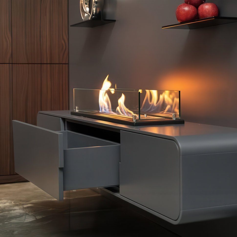 Биокамин встраиваемый в тумбу Steelheat Stand 1100 белый