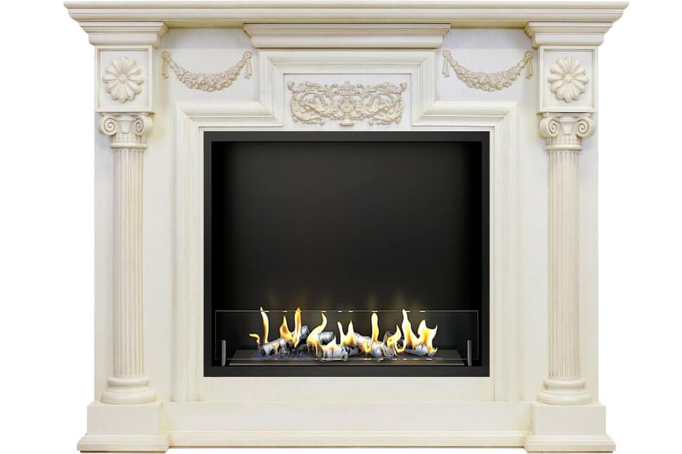 Биокамин в портале Firezo London jupiter Слоновая кость с патиной, стандарт Биокамин в портале Firezo London jupiter Слоновая кость с патиной, стандарт